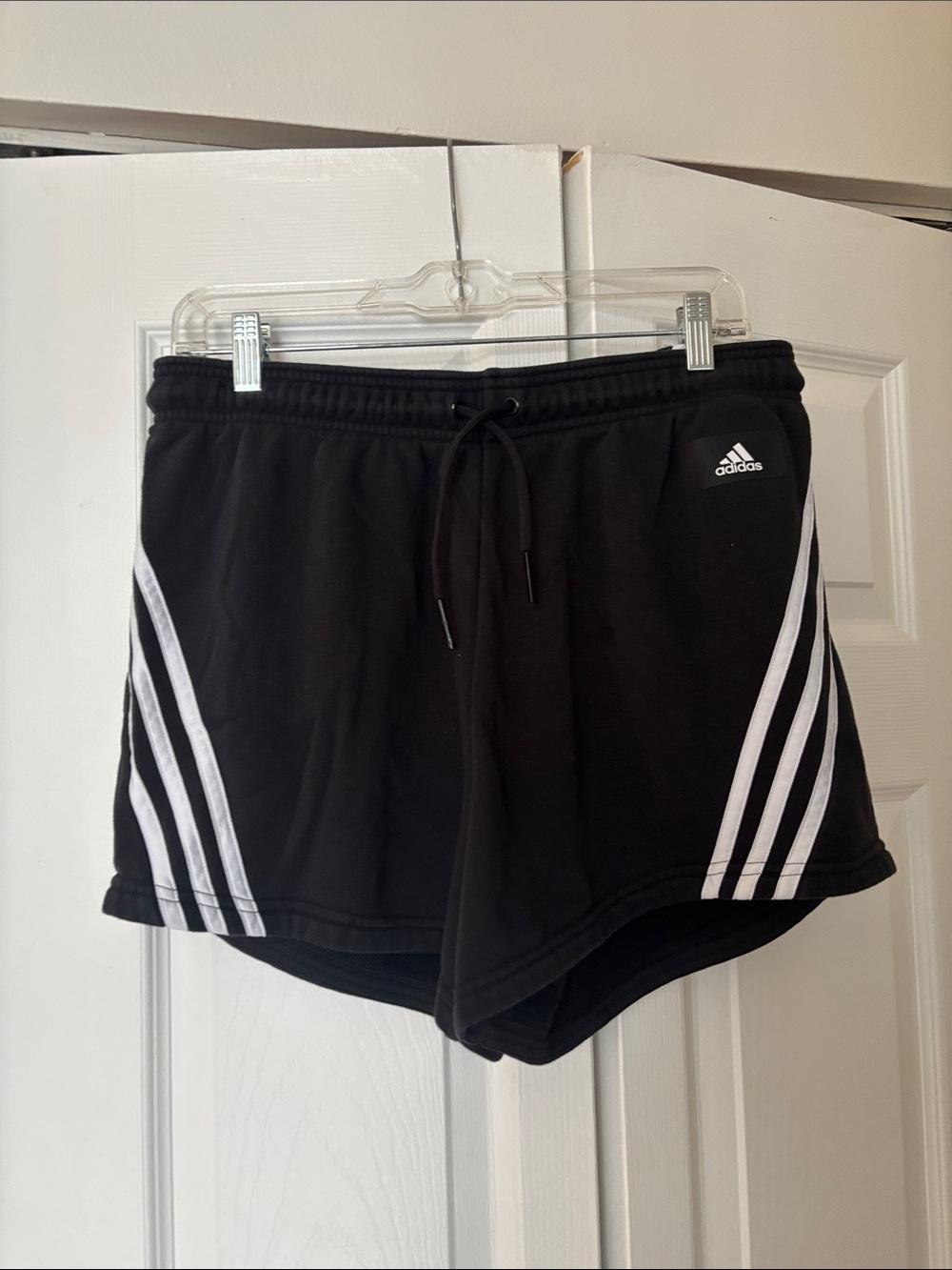 adidas Black Athletic Shorts with White Side Stripes